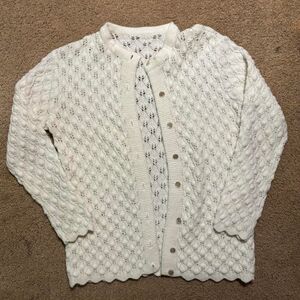 Vintage White Lace Knit/Crochet Sweater
